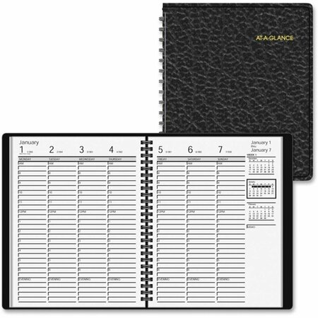 AT-A-GLANCE 7 x 8 in. Weekly Appointment Book, Simulated Leather - Black AT464868
